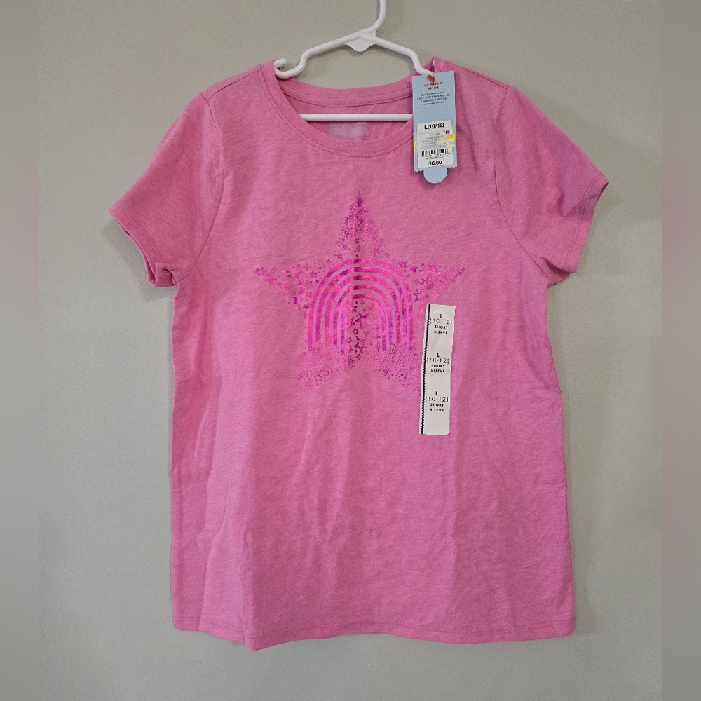 Cat & Jack Pink Starburst Rainbow Tee